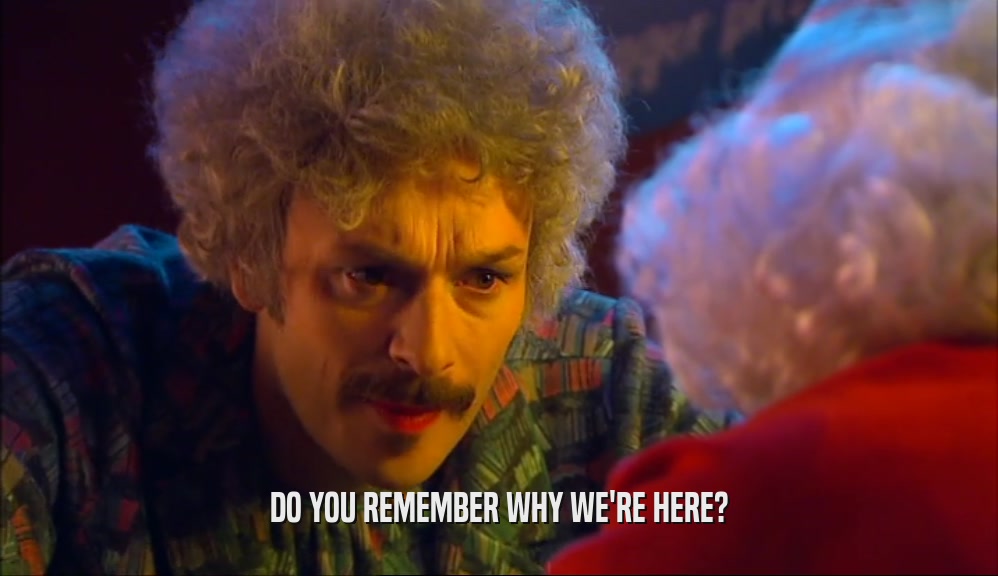 DO YOU REMEMBER WHY WE'RE HERE?  