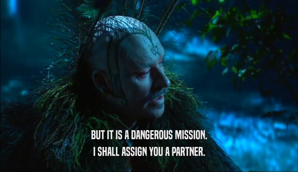 BUT IT IS A DANGEROUS MISSION. I SHALL ASSIGN YOU A PARTNER. 