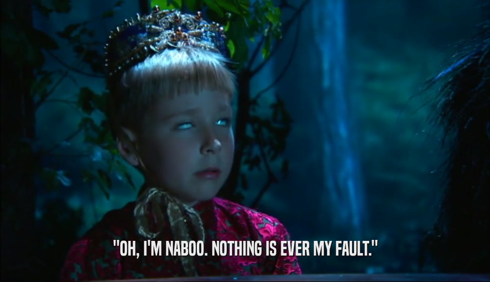 ''OH, I'M NABOO. NOTHING IS EVER MY FAULT.''  