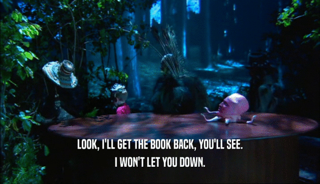 LOOK, I'LL GET THE BOOK BACK, YOU'LL SEE.
 I WON'T LET YOU DOWN.
 