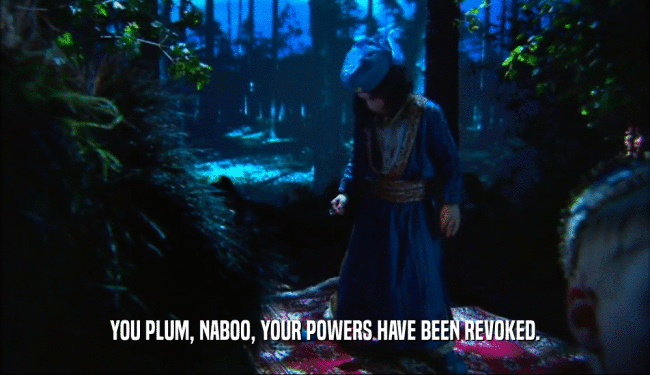 YOU PLUM, NABOO, YOUR POWERS HAVE BEEN REVOKED.  
