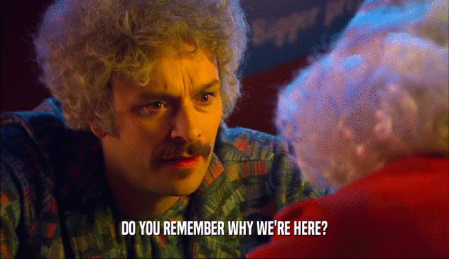 DO YOU REMEMBER WHY WE'RE HERE?  