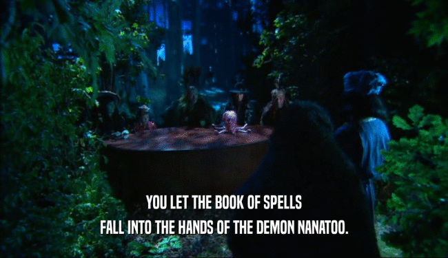 YOU LET THE BOOK OF SPELLS
 FALL INTO THE HANDS OF THE DEMON NANATOO.
 
