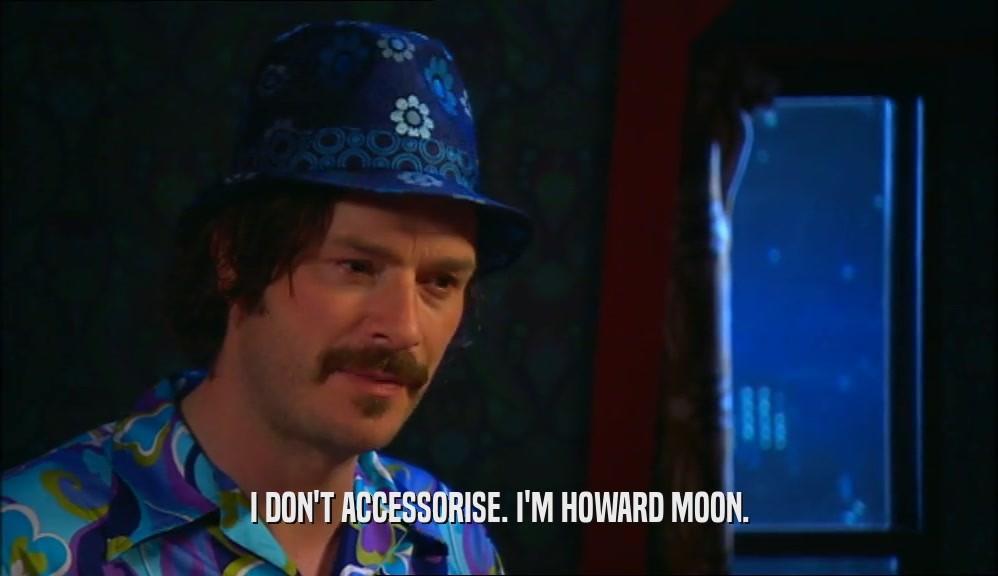 I DON'T ACCESSORISE. I'M HOWARD MOON.
  