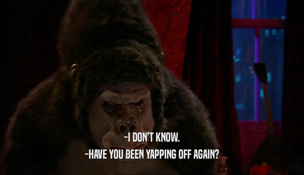 -I DON'T KNOW. -HAVE YOU BEEN YAPPING OFF AGAIN? 