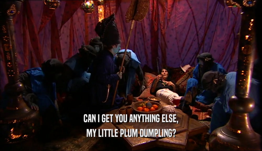 CAN I GET YOU ANYTHING ELSE, MY LITTLE PLUM DUMPLING? 