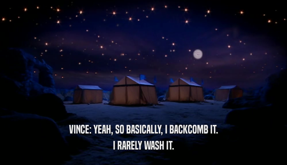 VINCE: YEAH, SO BASICALLY, I BACKCOMB IT. I RARELY WASH IT. 
