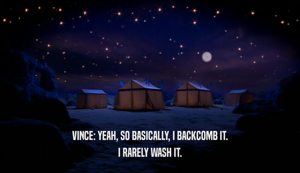 VINCE: YEAH, SO BASICALLY, I BACKCOMB IT. I RARELY WASH IT. 