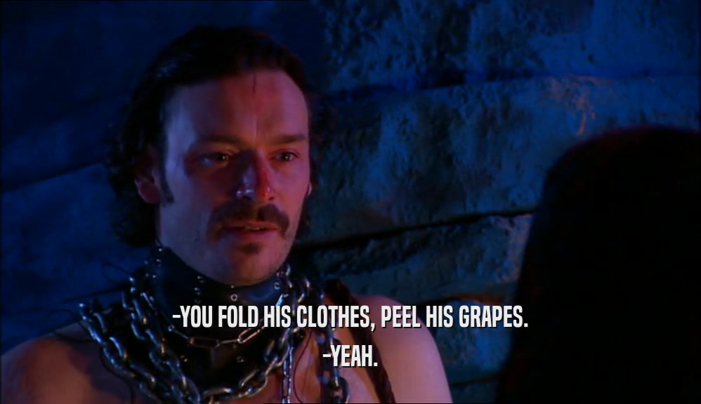 -YOU FOLD HIS CLOTHES, PEEL HIS GRAPES. -YEAH. 