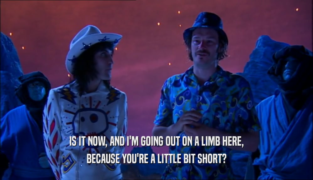 IS IT NOW, AND I'M GOING OUT ON A LIMB HERE, BECAUSE YOU'RE A LITTLE BIT SHORT? 
