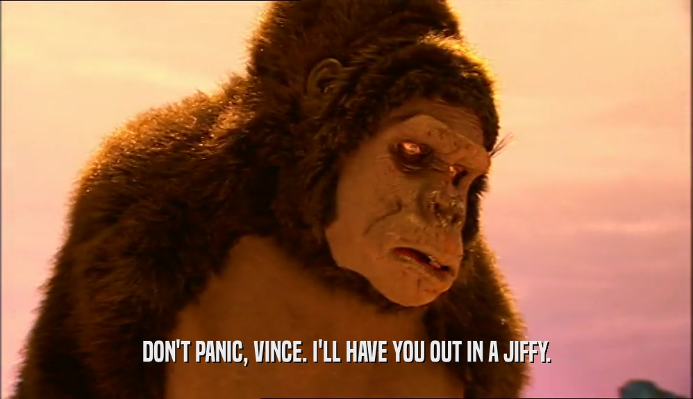 DON'T PANIC, VINCE. I'LL HAVE YOU OUT IN A JIFFY.  