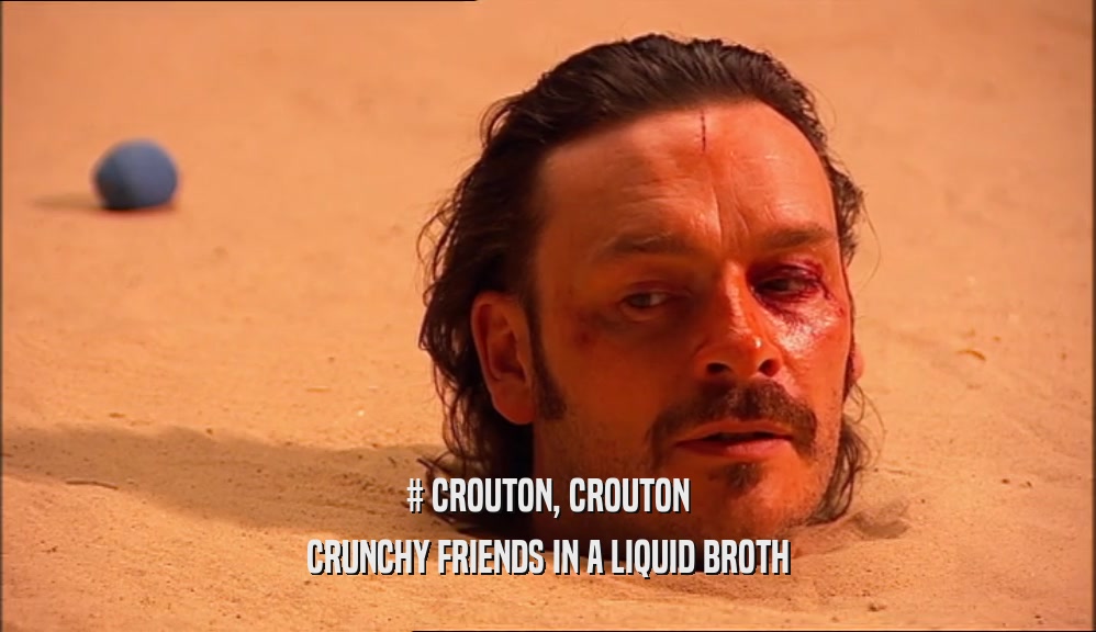 # CROUTON, CROUTON CRUNCHY FRIENDS IN A LIQUID BROTH 