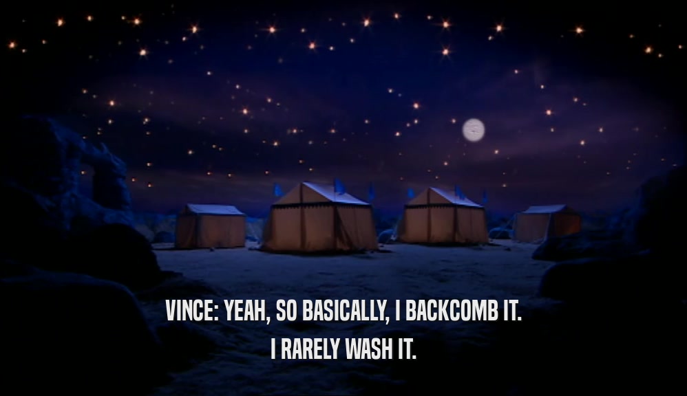 VINCE: YEAH, SO BASICALLY, I BACKCOMB IT. I RARELY WASH IT. 