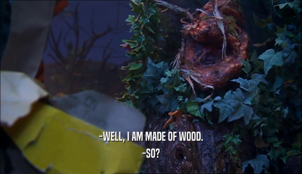 -WELL, I AM MADE OF WOOD. -SO? 