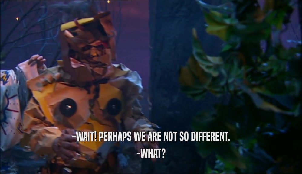 -WAIT! PERHAPS WE ARE NOT SO DIFFERENT. -WHAT? 