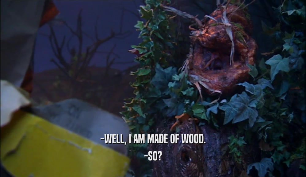 -WELL, I AM MADE OF WOOD.
 -SO?
 