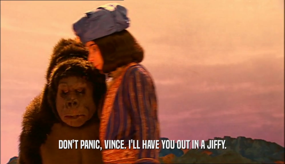 DON'T PANIC, VINCE. I'LL HAVE YOU OUT IN A JIFFY.  