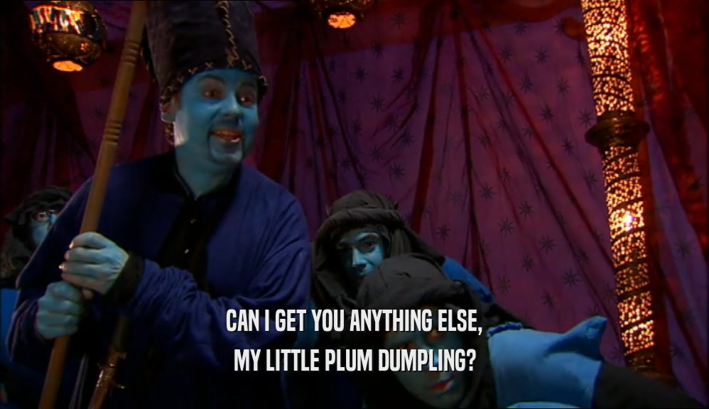 CAN I GET YOU ANYTHING ELSE, MY LITTLE PLUM DUMPLING? 