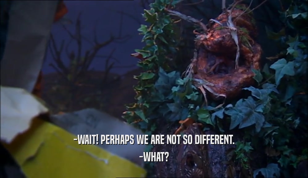 -WAIT! PERHAPS WE ARE NOT SO DIFFERENT. -WHAT? 