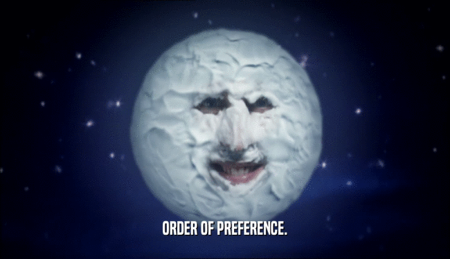 ORDER OF PREFERENCE.  