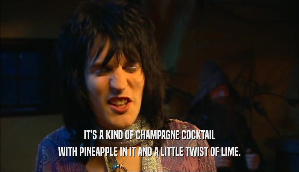 IT'S A KIND OF CHAMPAGNE COCKTAIL WITH PINEAPPLE IN IT AND A LITTLE TWIST OF LIME. 