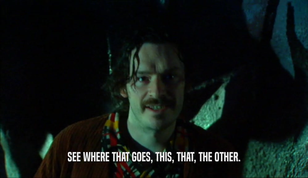 SEE WHERE THAT GOES, THIS, THAT, THE OTHER.  