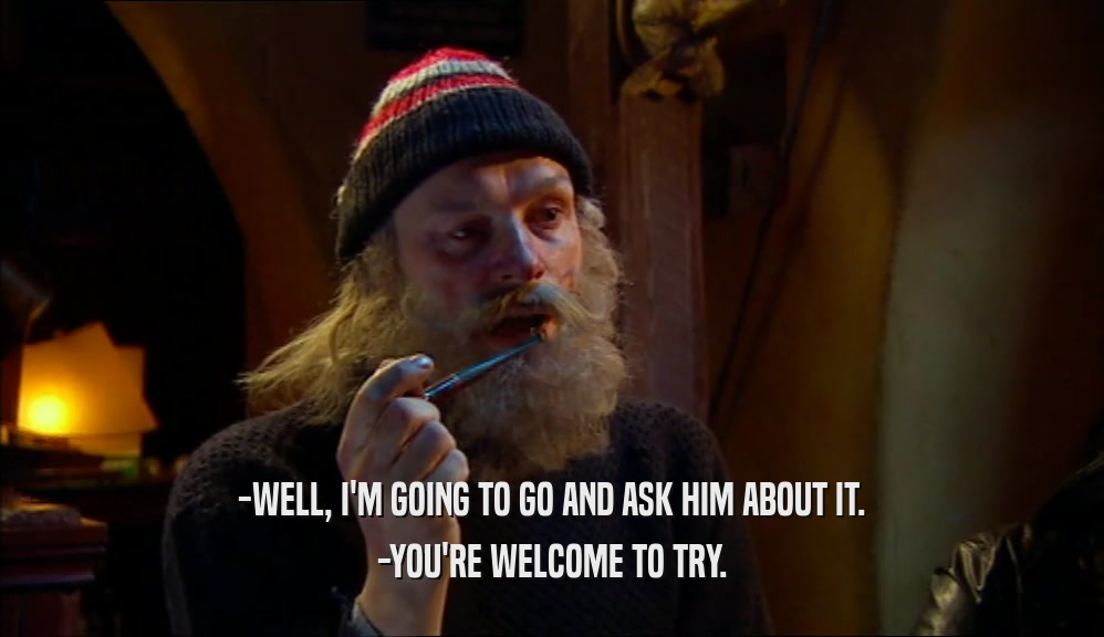 -WELL, I'M GOING TO GO AND ASK HIM ABOUT IT. -YOU'RE WELCOME TO TRY. 