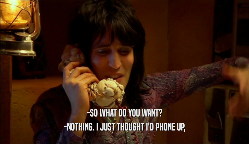 -SO WHAT DO YOU WANT? -NOTHING. I JUST THOUGHT I'D PHONE UP, 