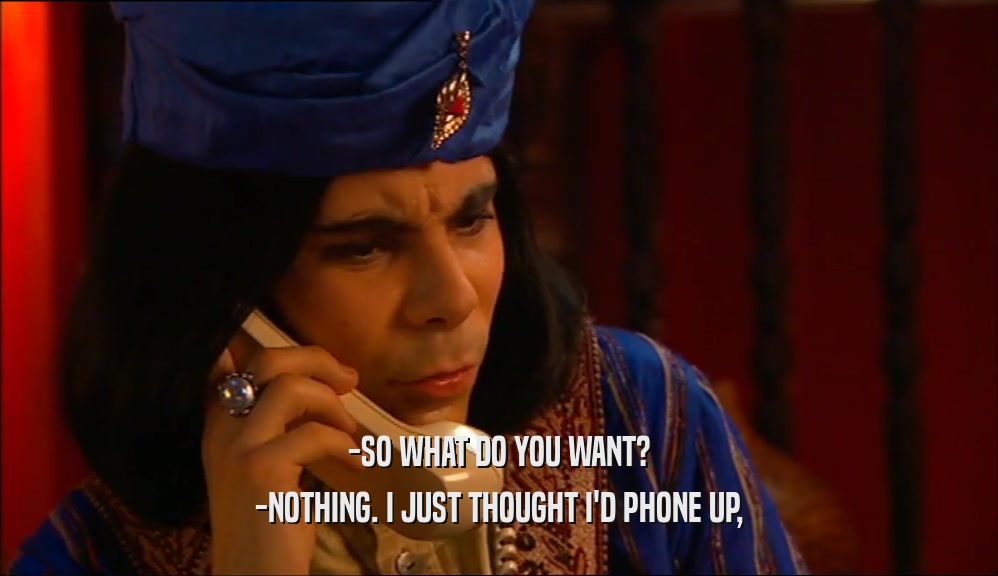 -SO WHAT DO YOU WANT? -NOTHING. I JUST THOUGHT I'D PHONE UP, 