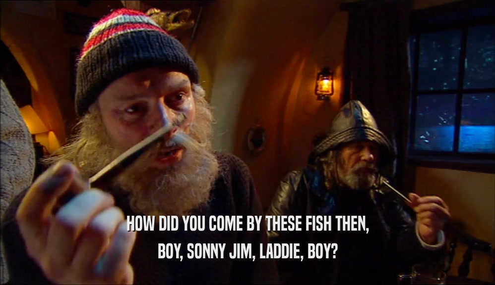 HOW DID YOU COME BY THESE FISH THEN, BOY, SONNY JIM, LADDIE, BOY? 