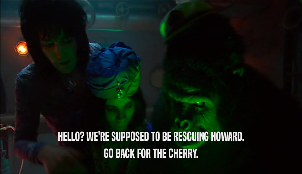 HELLO? WE'RE SUPPOSED TO BE RESCUING HOWARD. GO BACK FOR THE CHERRY. 