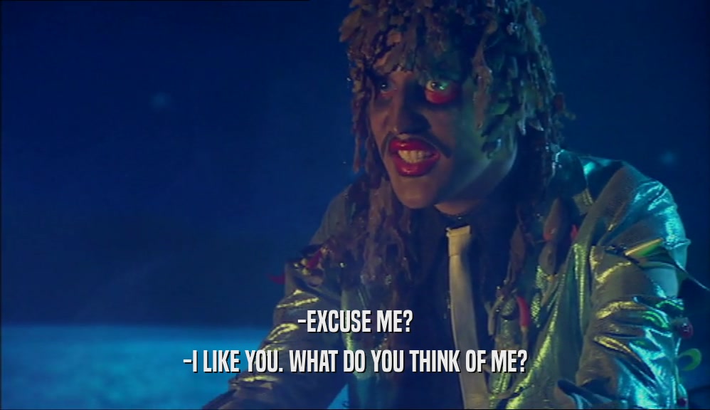-EXCUSE ME? -I LIKE YOU. WHAT DO YOU THINK OF ME? 