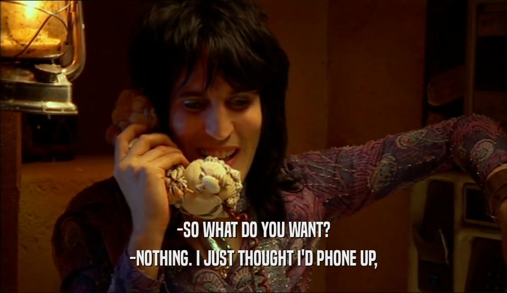 -SO WHAT DO YOU WANT? -NOTHING. I JUST THOUGHT I'D PHONE UP, 