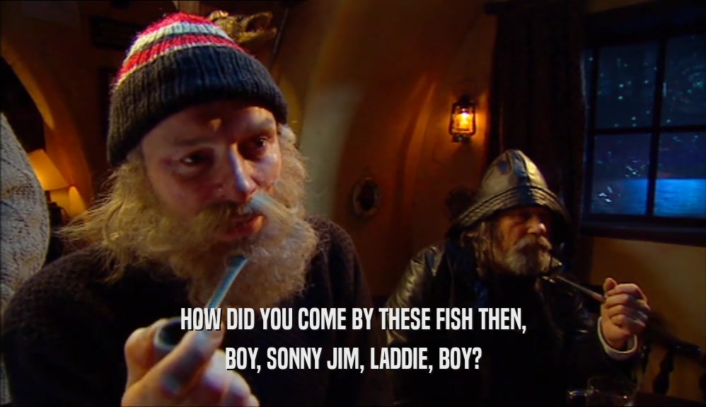 HOW DID YOU COME BY THESE FISH THEN, BOY, SONNY JIM, LADDIE, BOY? 