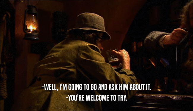-WELL, I'M GOING TO GO AND ASK HIM ABOUT IT. -YOU'RE WELCOME TO TRY. 