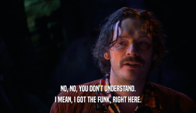 NO, NO, YOU DON'T UNDERSTAND. I MEAN, I GOT THE FUNK, RIGHT HERE. 