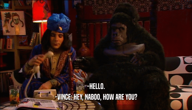 -HELLO. -VINCE: HEY, NABOO, HOW ARE YOU? 