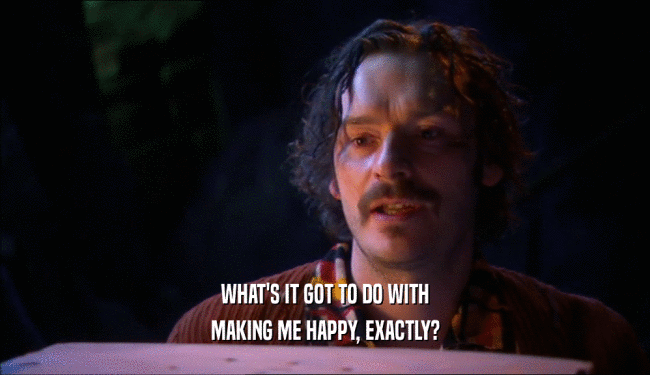 WHAT'S IT GOT TO DO WITH MAKING ME HAPPY, EXACTLY? 