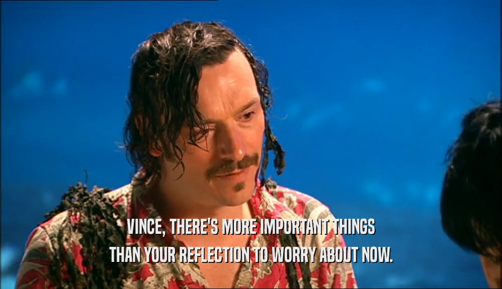 VINCE, THERE'S MORE IMPORTANT THINGS THAN YOUR REFLECTION TO WORRY ABOUT NOW. 
