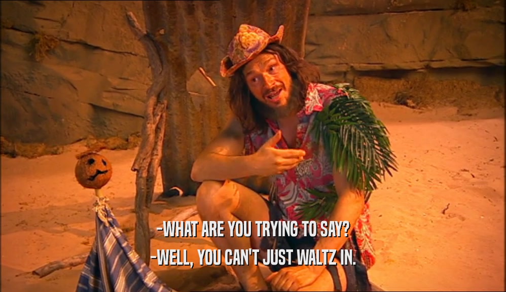 -WHAT ARE YOU TRYING TO SAY? -WELL, YOU CAN'T JUST WALTZ IN. 