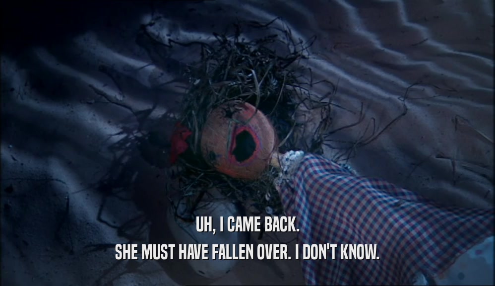 UH, I CAME BACK. SHE MUST HAVE FALLEN OVER. I DON'T KNOW. 