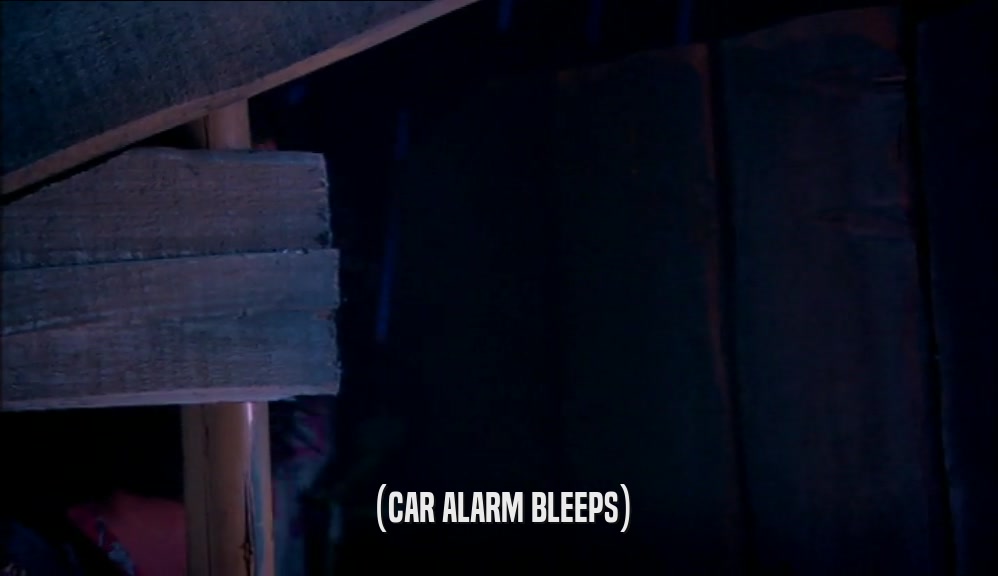 (CAR ALARM BLEEPS)  