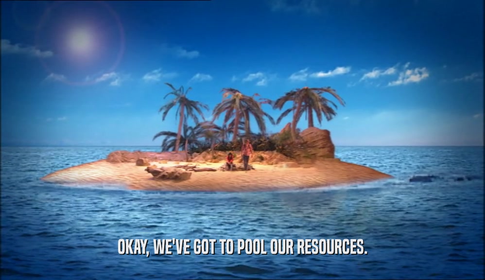 OKAY, WE'VE GOT TO POOL OUR RESOURCES.  