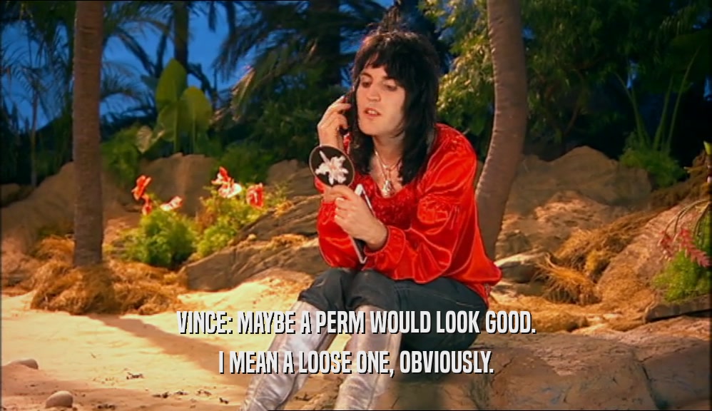 VINCE: MAYBE A PERM WOULD LOOK GOOD. I MEAN A LOOSE ONE, OBVIOUSLY. 