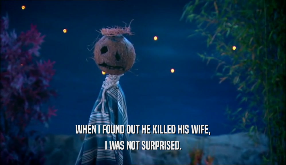 WHEN I FOUND OUT HE KILLED HIS WIFE,
 I WAS NOT SURPRISED.
 