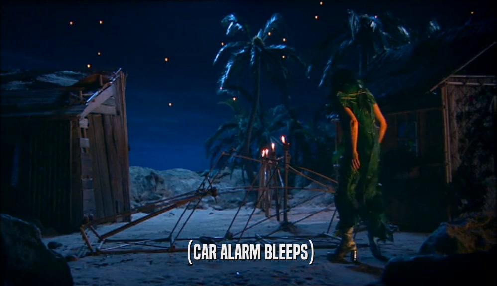 (CAR ALARM BLEEPS)  