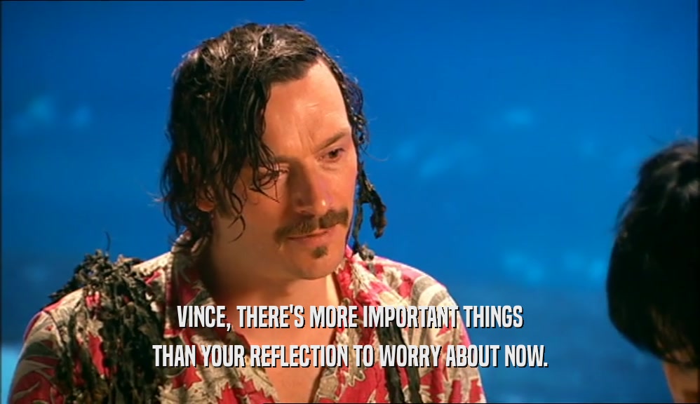 VINCE, THERE'S MORE IMPORTANT THINGS THAN YOUR REFLECTION TO WORRY ABOUT NOW. 