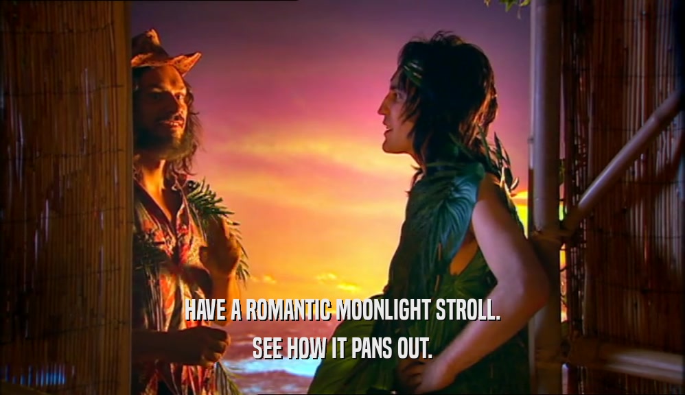 HAVE A ROMANTIC MOONLIGHT STROLL. SEE HOW IT PANS OUT. 