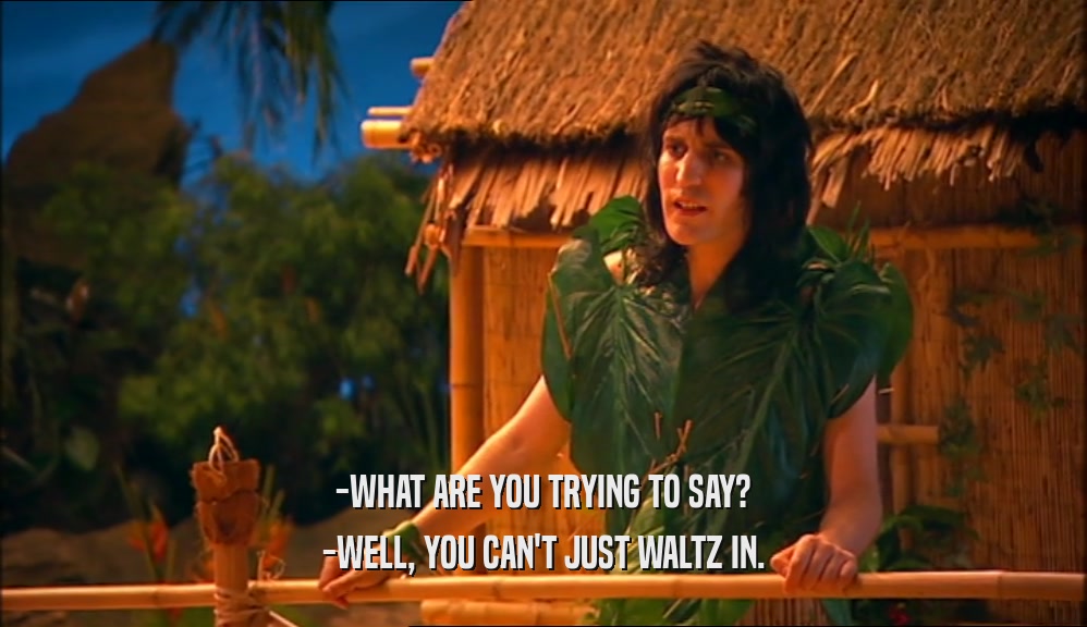 -WHAT ARE YOU TRYING TO SAY? -WELL, YOU CAN'T JUST WALTZ IN. 