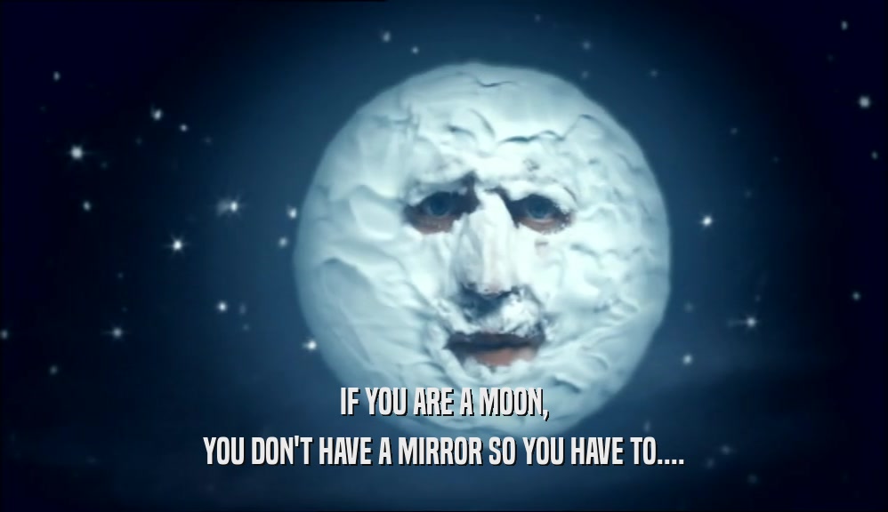 IF YOU ARE A MOON, YOU DON'T HAVE A MIRROR SO YOU HAVE TO.... 